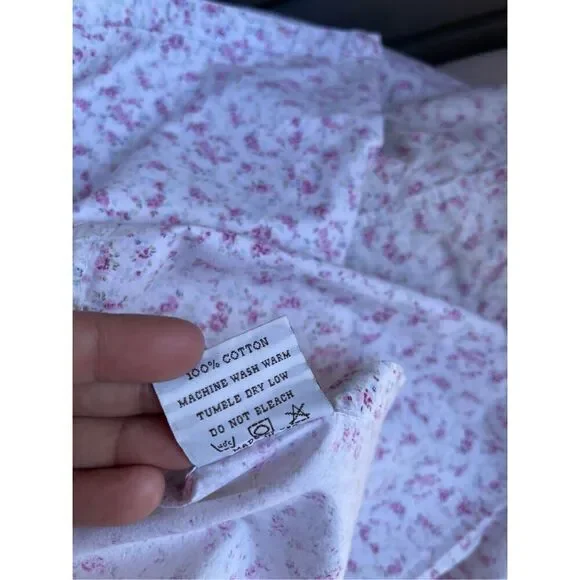 Vintage Shabby Chic Home Rachel Ashwell Small Florals Flat Sheet Brown Label Que - Picture 7 of 8